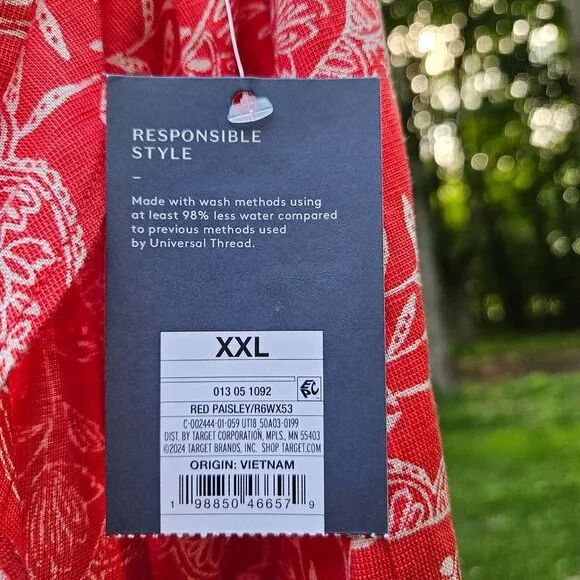 Universal Thread Womens Coral Paisley Ruffle Wrap Skirt XXL Cotton/Rayon Blend - Picture 5 of 16